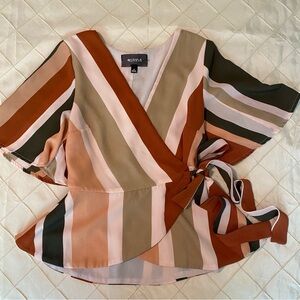 Nordstrom 4Si3NNA Striped Flutter
Sleeve Wrap Top size small